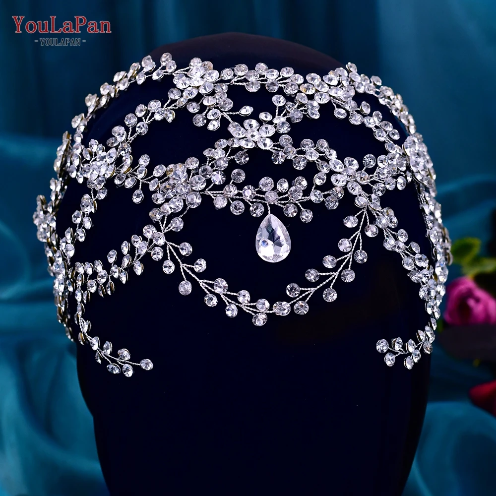 Top Trends: YoulaPan HP471 Rhinestone Forehead Headband Fashion Crystal Bridal Headpiece Party Wedding Hair Accessories Bride Tiara Headwear Shoppable Styles