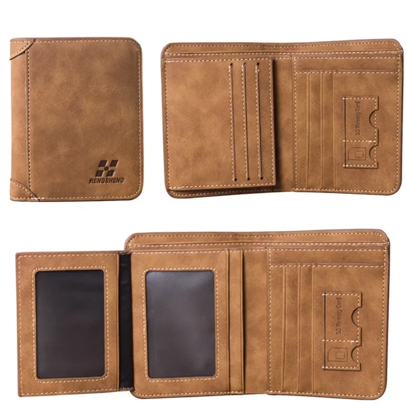 Top Trends: New Men's Wallet Short Frosted Leather Wallet Retro Three Fold Vertical Wallet Youth Korean Multi-Card Shoppable Styles