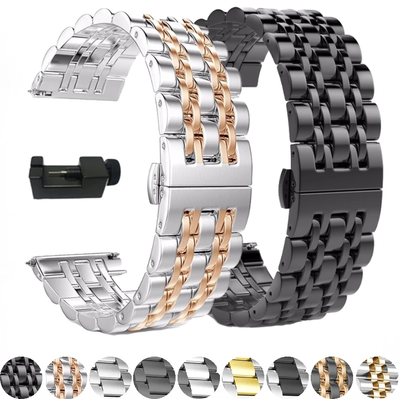 Top Trends: 22mm 20mm Metal Strap For Samsung Watch 4 / 5 / 6 / 5 Pro Amazfit GTS / GTR Replacement Bracelet Wristband Huawei Watch 3 / 4 Pro GT Belt Shoppable Styles