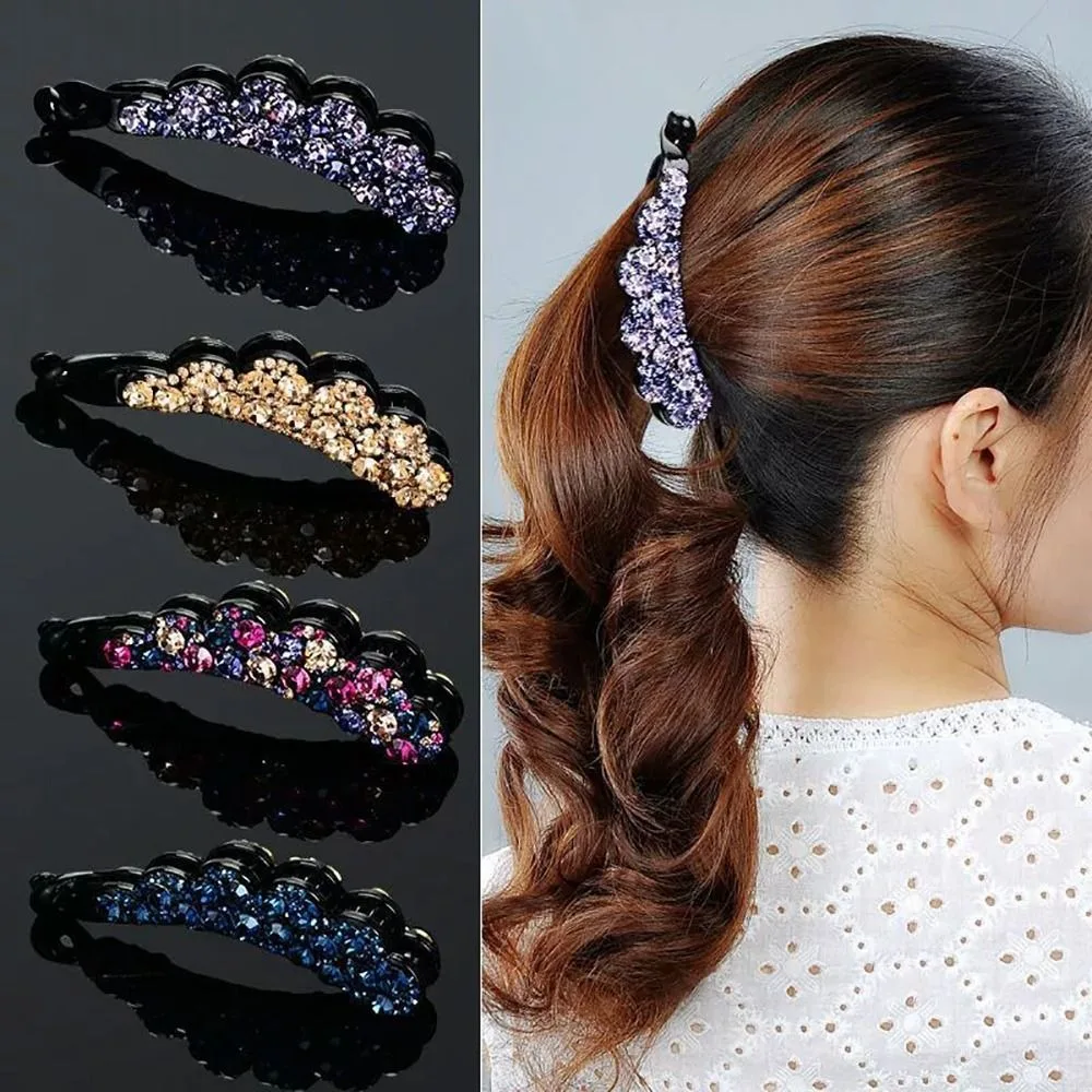 Top Trends: Simple Diamond Banana Clip For Women Girl Vertical Clip Ponytail Holder Hair Clip Hair Claw Hair Accessories Shoppable Styles