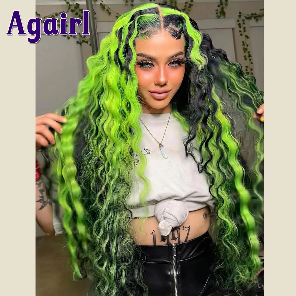 Top Trends: Light Green Highlight Wig Human Hair 13X6 13X4 Loose Deep Wave Lace Front Wigs For Women Peruvian Curly Full Lace Frontal Wigs Shoppable Styles