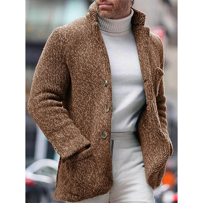 Top Trends: Warm Autumn Winter 2023 New Men&#039;s Knitted Cardigan Standing Neck Long Sleeve Pocket Fashion Cardigan Casual Coat Mens Sweater Shoppable Styles