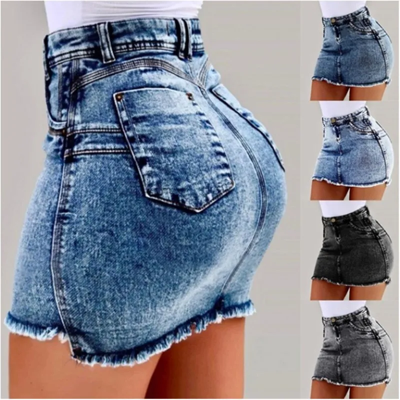 Top Trends: 2023 New European And American Women&#039;s Denim Skirts Sexy High Waist Denim Hip Skirt Woman Y2k Black Skirt 4 Colors 6 Sizes Shoppable Styles