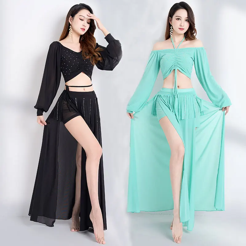 Top Trends: Belly Dance Trousers Set Practice Clothes Oriental Performance Fashion Costume Stage Dance Indian Skirt Suit Tango Rumba Shoppable Styles