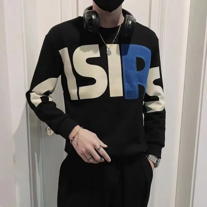 Top Trends: Fashion O-Neck Spliced Printed Letter Sweatshirts Men&#039;s Clothing 2023 Autumn Winter Loose Casual Tops All-match Sweatshirts Shoppable Styles