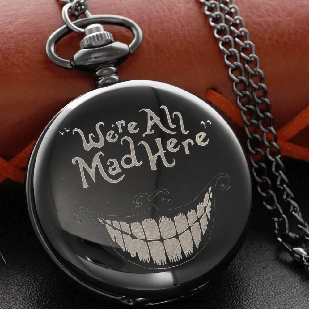 Top Trends: Black Grotesque Smiling Face Pocket Watch Vintage Steampunk Quartz Pocket Watch With Chain Men And Women's Birthday Gift JFC122 Shoppable Styles