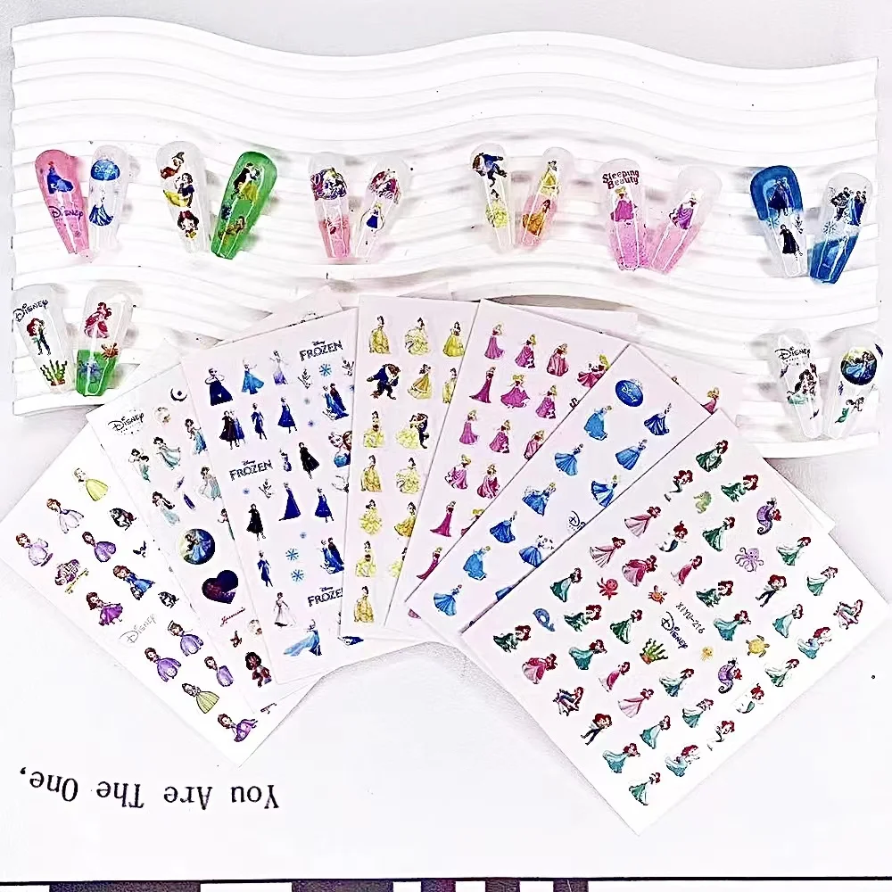 Top Trends: 1PCS Disney Cartoon Princess Series Nail Art Sticker Snow White Ariel Princess Decorative Decal 3D Self-adhesive Nail Slider Shoppable Styles