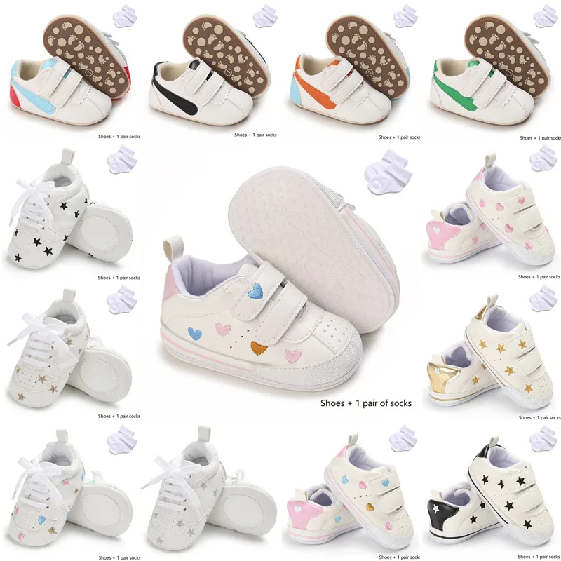 Top Trends: Newborn Baby Boy Girl Color Heart Leather Shoes Infant First Walkers Footwear Rubber Non-slip Toddler Baby Casual Shoes 0-18M Shoppable Styles