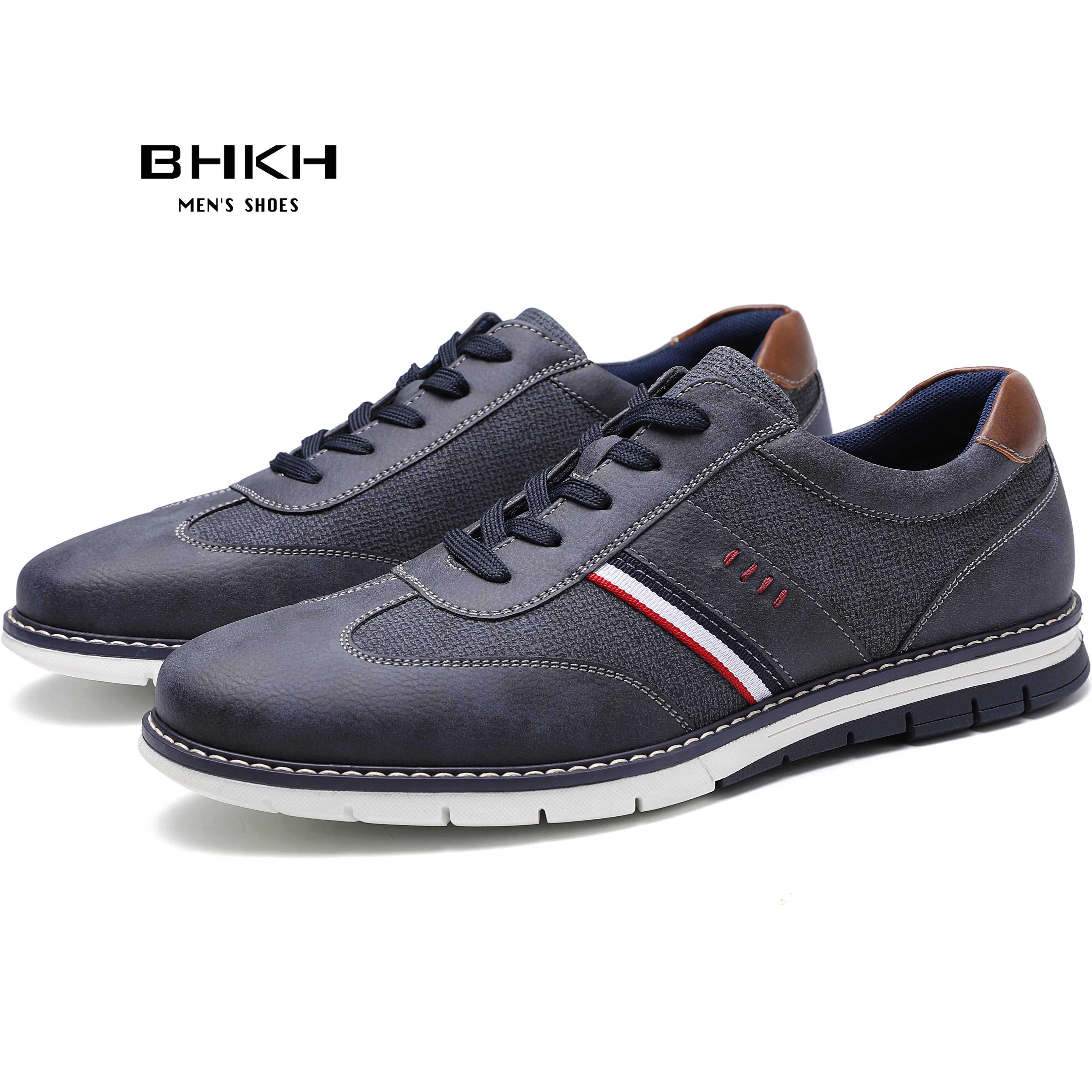 Top Trends: BHKH 2022 Spring / Autumn Men Casual Shoes PU Leather Fashion Sneakers Comfy Walking Lace-up Footwear Men Shoes Shoppable Styles