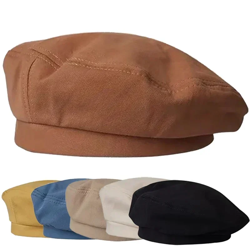 Top Trends: 2023 Women Cotton Beret Artist Warm Painter Hats Flat Cap Autumn Winter Beanie Vintage Octagonal Berets Solid Color Hat Shoppable Styles - Image 6