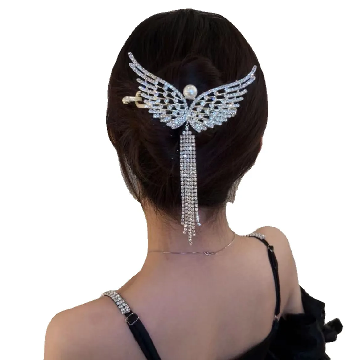 Top Trends: VANIKA Full Rhinestone Angel Wing Hair Clip Elegant Tassel Hairpins Ponytail Bun Headbands For Women Girls Summer Accessories Shoppable Styles - Image 5