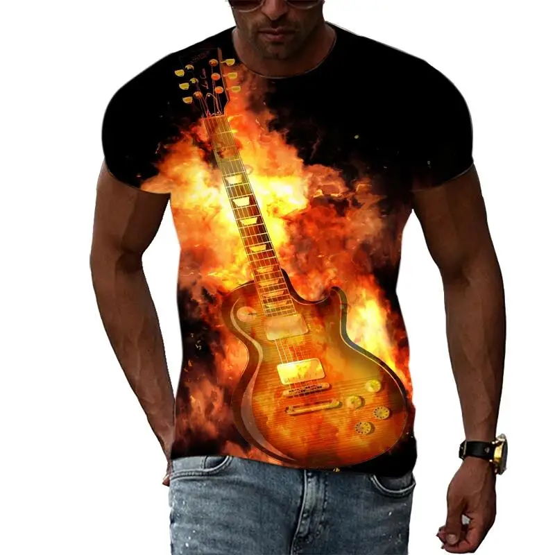 Top Trends: Summer Fashion Graphics Music Guitar T-Shirts For Men Casual 3D Print Tees Hip Hop Harajuku Personality Round Neck Short Sleeve Shoppable Styles - Image 4