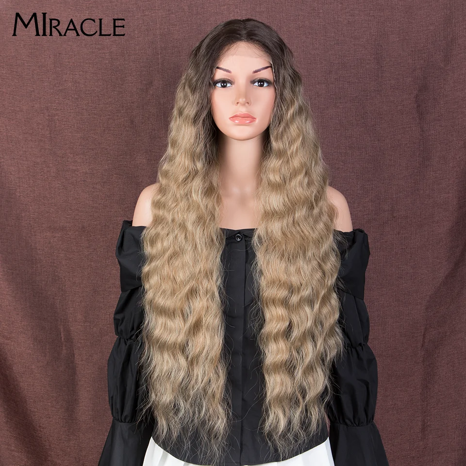 Top Trends: MIRACLE Synthetic Lace Wig For Black Women Deep Wave Curly Wig Blonde Cosplay Wig 30Inch Ombre Lace Wigs High Temperature Fiber Shoppable Styles