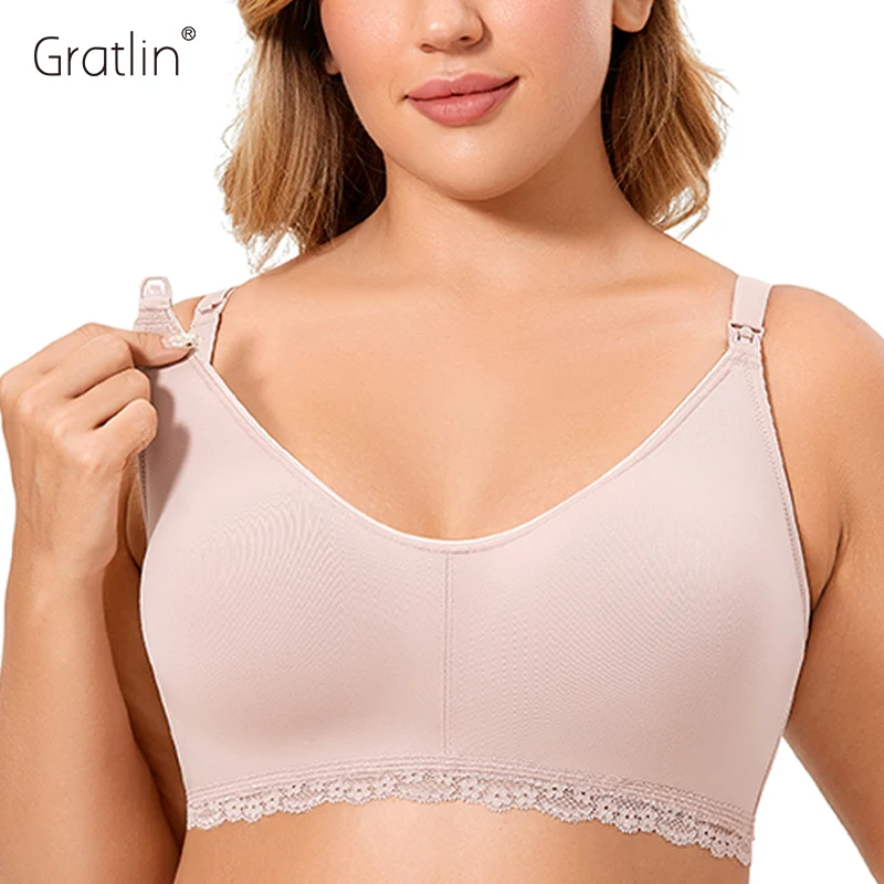 Top Trends: Gratlin Maternity Bra Postpartum Breastfeeding Maternal Support Plus Size Wirefree Cotton Nursing For Pregnant Women Lingerie Shoppable Styles