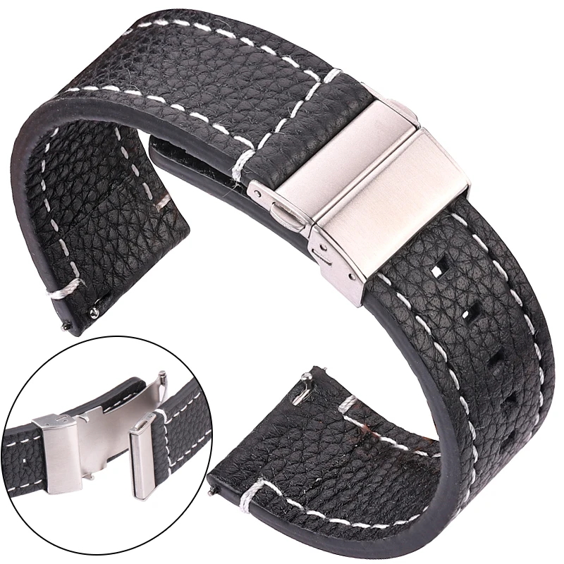 Top Trends: Soft Genuine Leather Smart Watch Band 18 20 22 24mm Women Men Cowhide Strap Brown Black Quick Release Watchband Bracelet Shoppable Styles