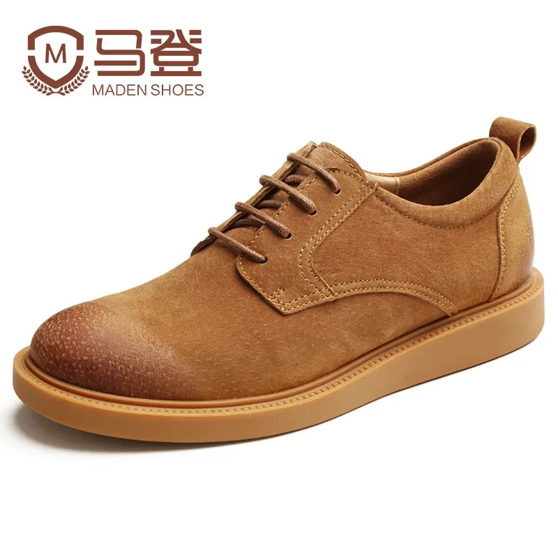 Top Trends: Maden British Style Brown Casual Big Head Boots Male Low Top Soft Leather Work Shoes Brand Desiger Vintage Ankle Boots For Men Shoppable Styles - Image 5