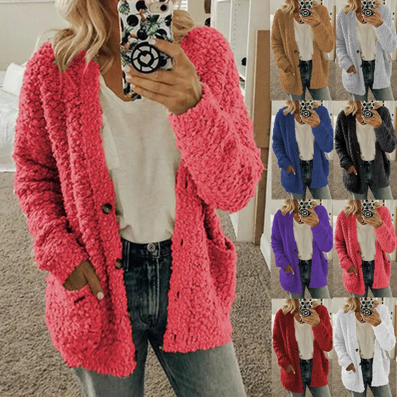 Top Trends: Woman Jacket Fashion Long Sleeeve Outfit Hooded Fleece Wool Coat Women Warm Sweaters 2022 Ladies Fashion Winter Fashion Cardigan Shoppable Styles