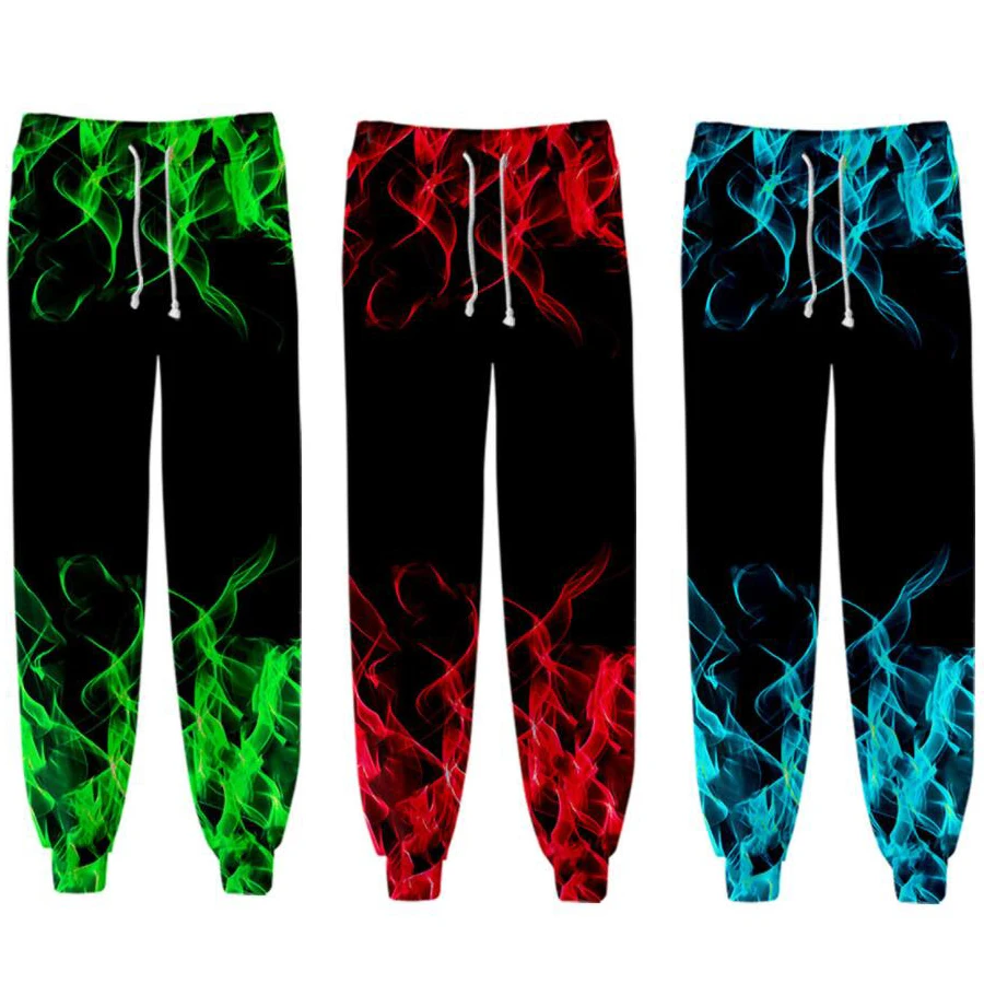 Top Trends: New Colorful Blue Green Flame 3D Printed Purple Joggers Y2k Pants Man Casual Hip Hop Sweatpants Outdoor Streetwear Tops Trousers Shoppable Styles