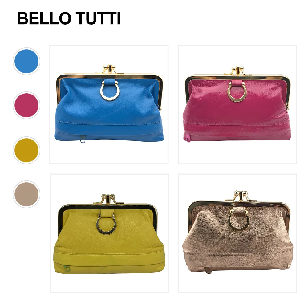 Top Trends: BELLO TUTTI Original Women Genuine Leather Key Wallets Mini Coin Purse Metal Hasp Sheepskin Card&amp;ID Holder Change Bag Money Clip Shoppable Styles