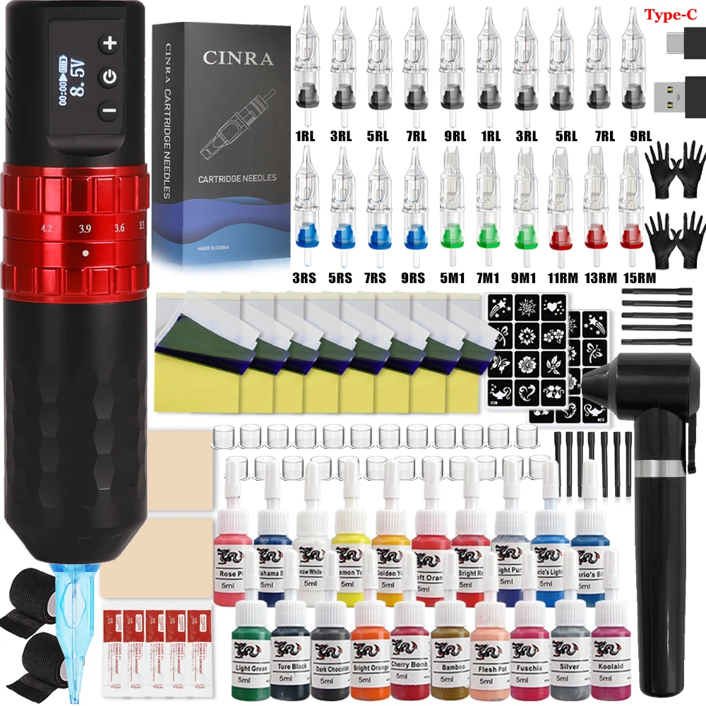 Top Trends: CINRA Wireless Tattoo Machine Set Professional Rotary Tattoo Pen With Cartridge Needles Ink Makeup Kit Complete For Body Art Shoppable Styles