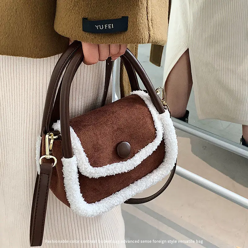 Top Trends: Winter Small Totes Crossbody Bags For Women Shoulder Bag Lamb Plush Velvet Soft Fluffy Saddle Bag Lady Shopper Purses Handbag Shoppable Styles