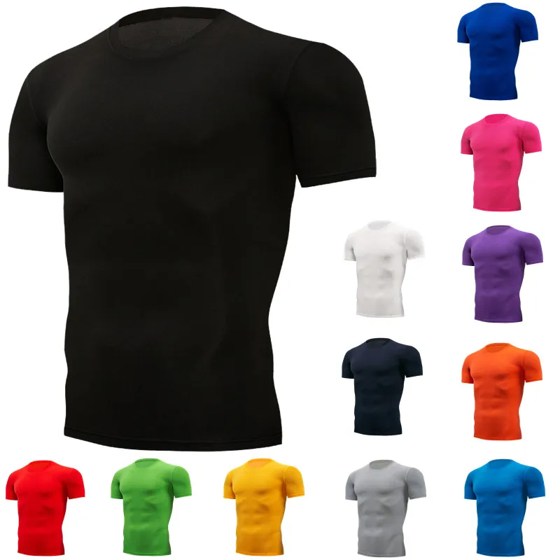 Top Trends: Quick Dry Running Men's Compression T-shirt Breathable Football Suit Fitness Tight Sportswear Riding Short Sleeve Shirt Workout Shoppable Styles