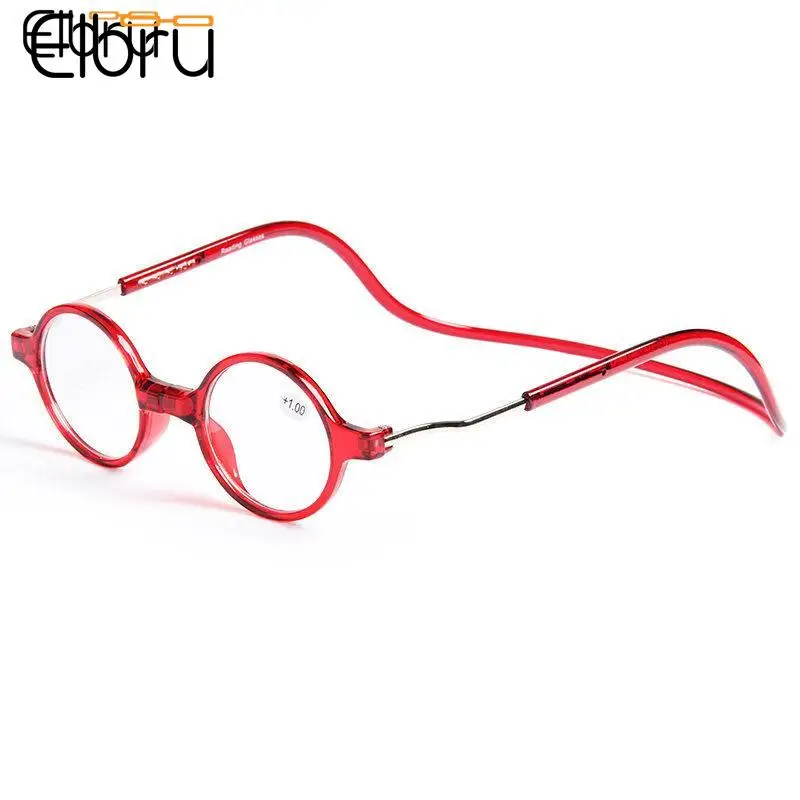 Top Trends: Elbru Magnetic Reading Glasses Men Women Hang Neck Magnetic Round Presbyopia Glasses Reading Eyeglasses Diopters + 1+ 2+ 3+ 4 Gafas Shoppable Styles - Image 2