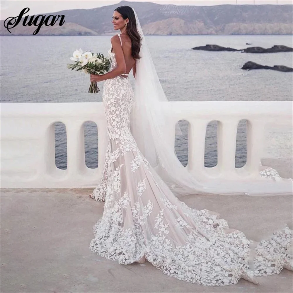 Top Trends: Mermaid Sexy Lace Wedding Dress Beaded Bridal Gown Spaghetti Strap Appliques Lace Bridal Dresses Custom Size Robe De Mariée Shoppable Styles