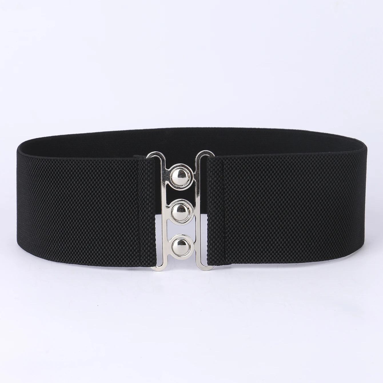 Top Trends: Women's Black Elastic 7.5cm Wide Belts For Lady Waist Classic Simple All-Purpose Style Wedding Dress Suit Three Round Buckle Shoppable Styles