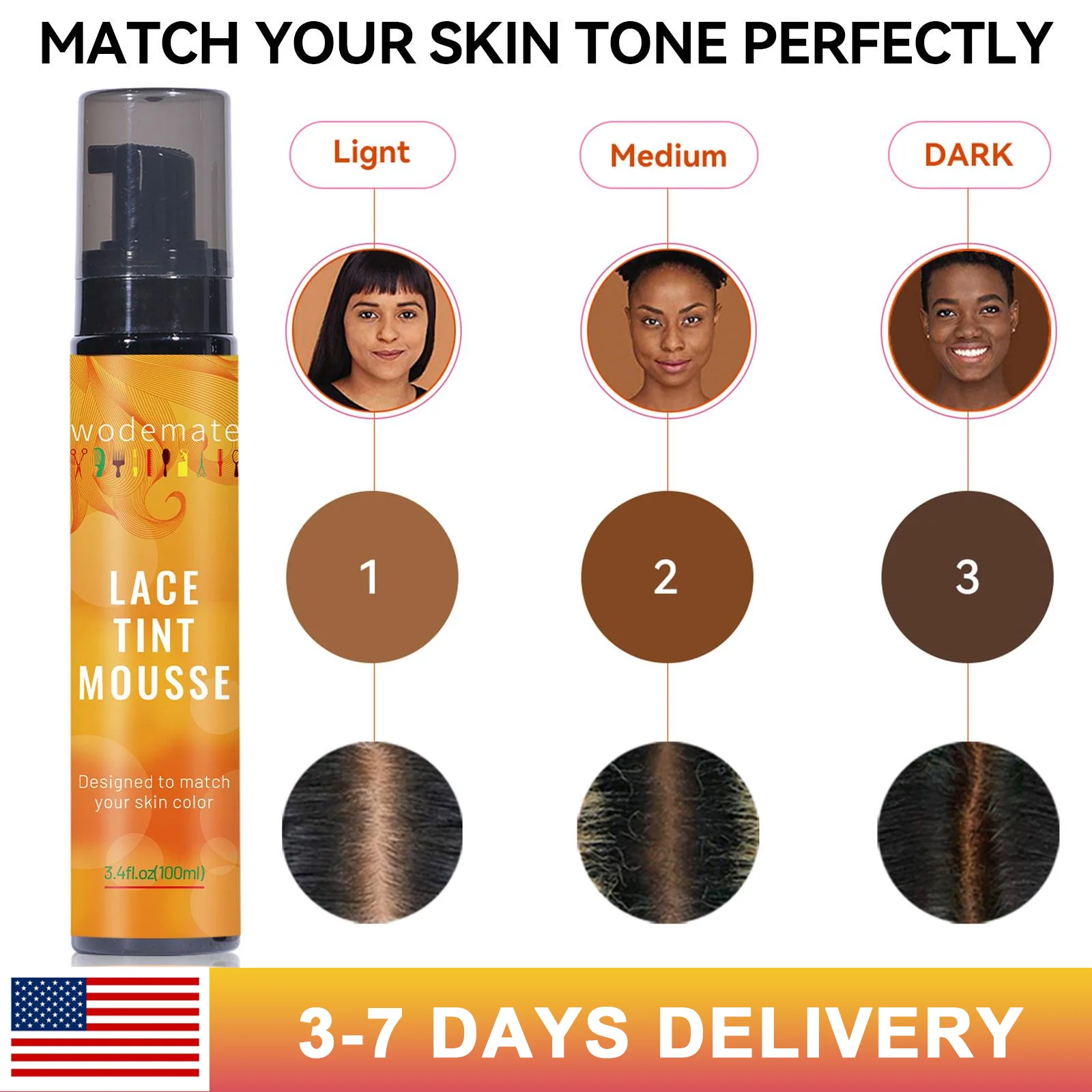 Top Trends: Lace Tint Mousse Waterproof Lace Tint Spray For Lace Wig Light Brown Hair Dye Quick Dry Wig Grids Concealer No Residue Shoppable Styles - Image 5