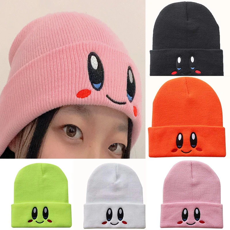 Top Trends: Casual Beanies Skullies KIRBYS Lovely Face Embroidery Knitted Hat Bonnet Cap Girls Boys Skiing Warm Unisex Beanie Accessories Shoppable Styles