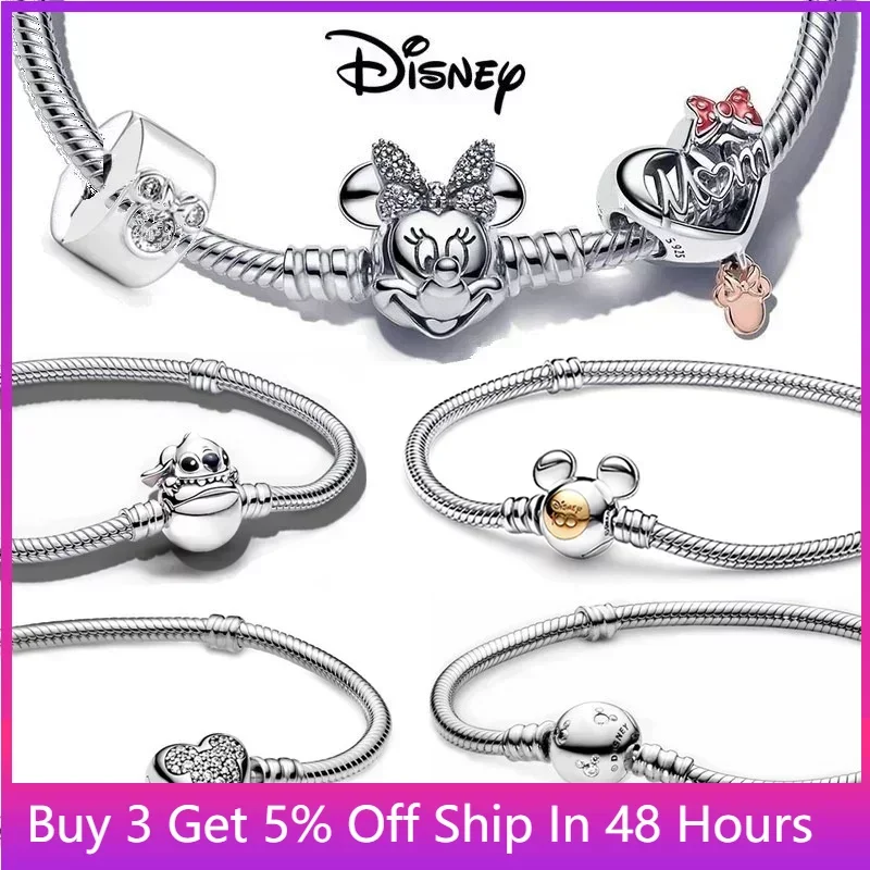 Top Trends: Disney Moments Sparkling Mickey Mouse Heart Clasp Snake Chain Bracelet 925 Sterling Silver Type Main Stone Side Stone For Women Shoppable Styles