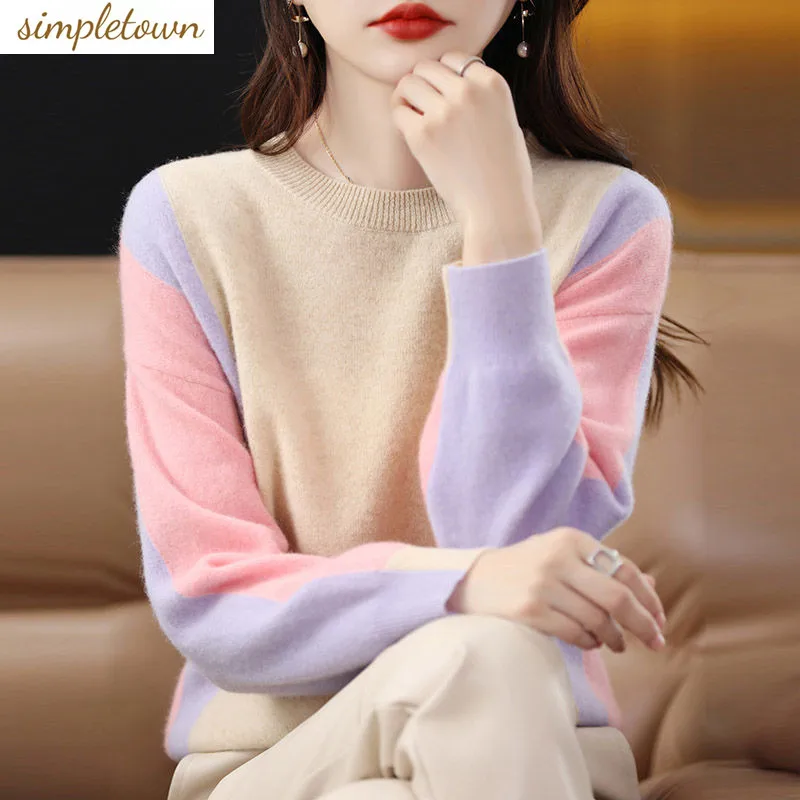 Top Trends: Women&#039;s Knitted Sweater Spring And Autumn Style Korean Edition Age Reducing Loose Long Sleeved Round Neck Pullover Sweater Shoppable Styles