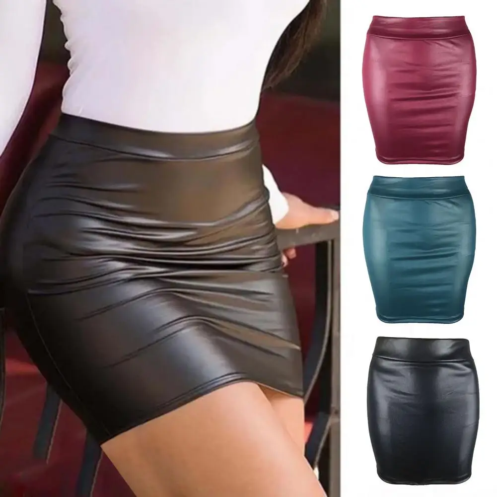 Top Trends: Women Mini / Long Skirt Solid Color High Waist Slim Fit Skinny Matte Faux Leather Cozy Commuter Bodycon Skirt Streetwear Shoppable Styles