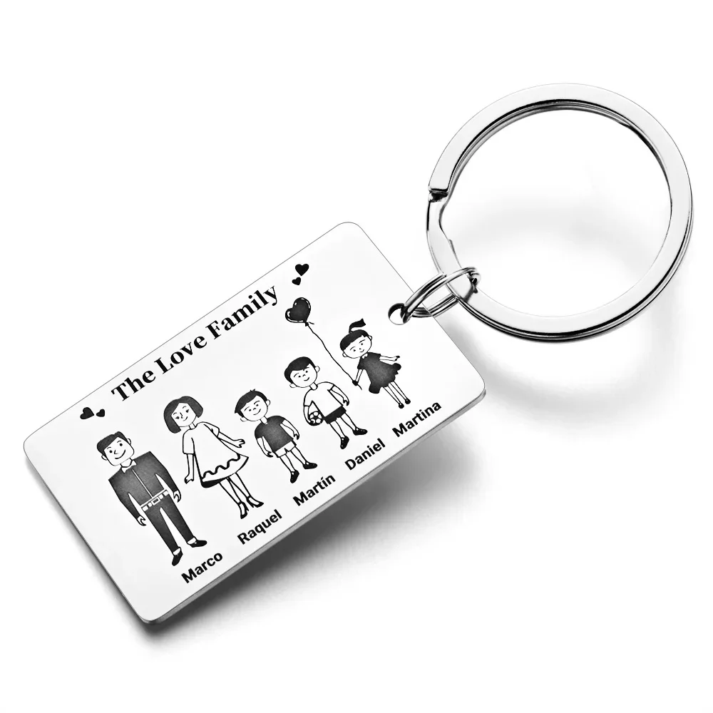 Top Trends: Family Customized Keychain Mirror-polished Stainless Steel Parents Children Present Families Member Name Keyring Key Chain Ring Shoppable Styles - Image 4