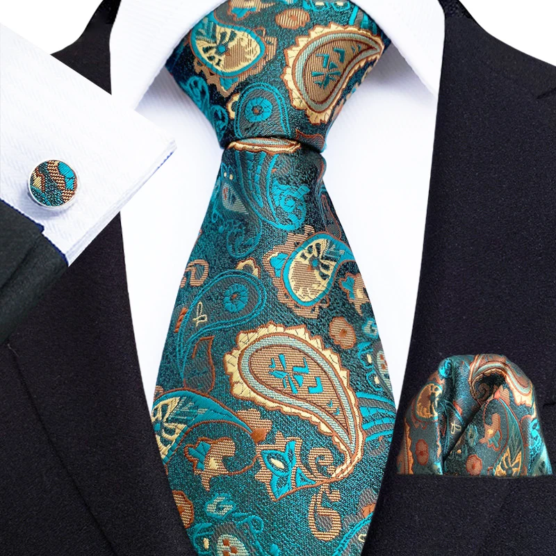 Top Trends: Paisley Neck Ties For Men Luxury Silk Print Jacquard Woven Necktie Pocket Square Cufflinks Set Gift Men Wedding Business Tie Shoppable Styles