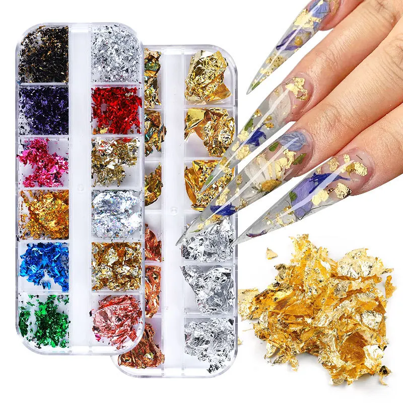 Top Trends: Nail Gold Copper Foil Irregular Design Glitter Powder Sequins Nail Art Sticker Manicure Accessories Gel Polish Decoration Shoppable Styles