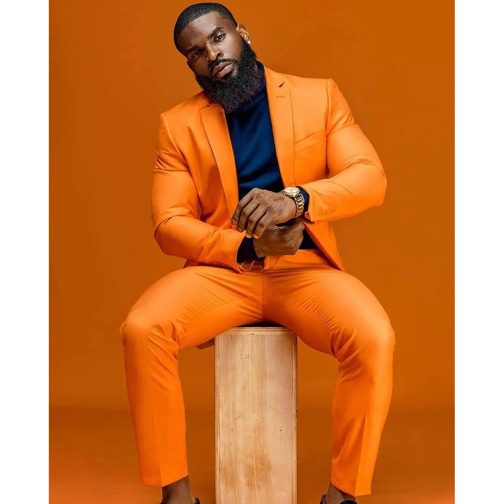 Top Trends: Plus Size Orange Men Wedding Tuxedos 2 Pieces Pants Suits Party Prom Jacket Business Wear Traje Hombre Shoppable Styles