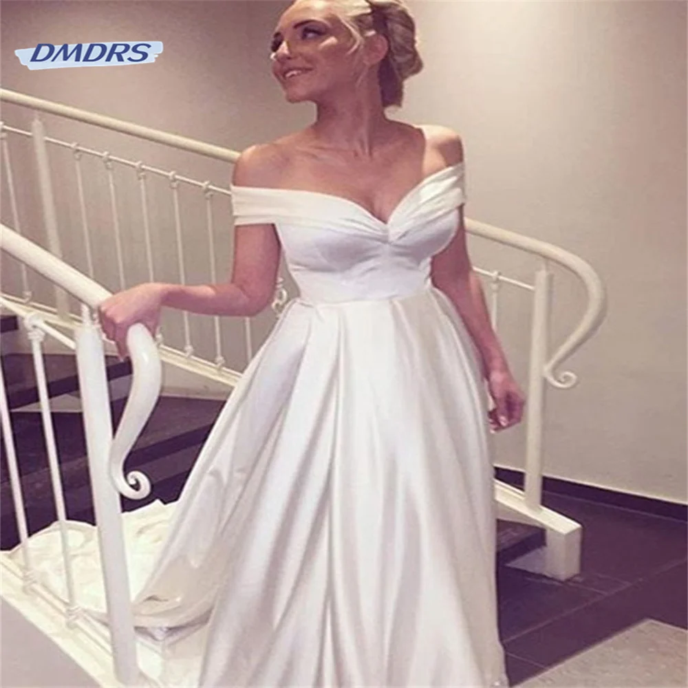 Top Trends: Elegant Boat Neck Off The Shoulder Wedding Dress Classic Floor-length A-line Bridal Gown Simple Vestidos De Novia Shoppable Styles