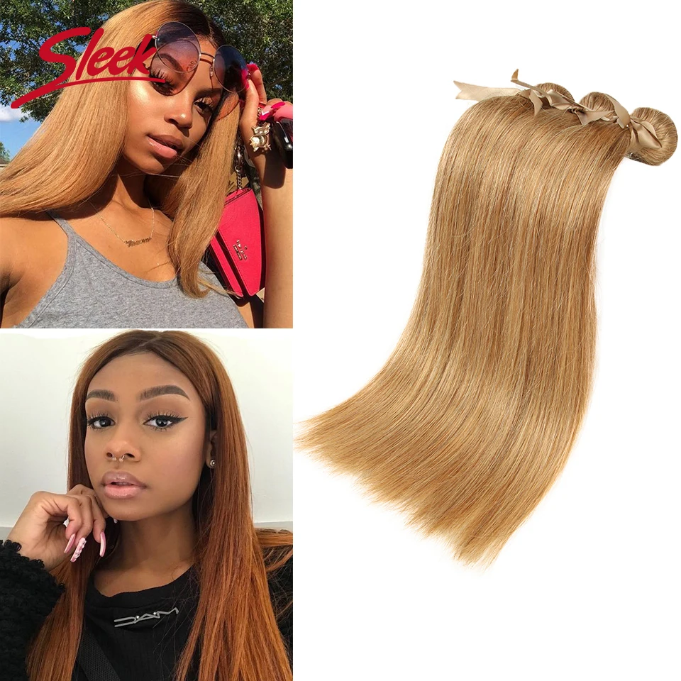 Top Trends: Sleek Honey Blonde 27 Color Mink Brazilian Natural Remy Straight Hair Weave Bundles 8 To 28 Inches Hair Extension Shoppable Styles