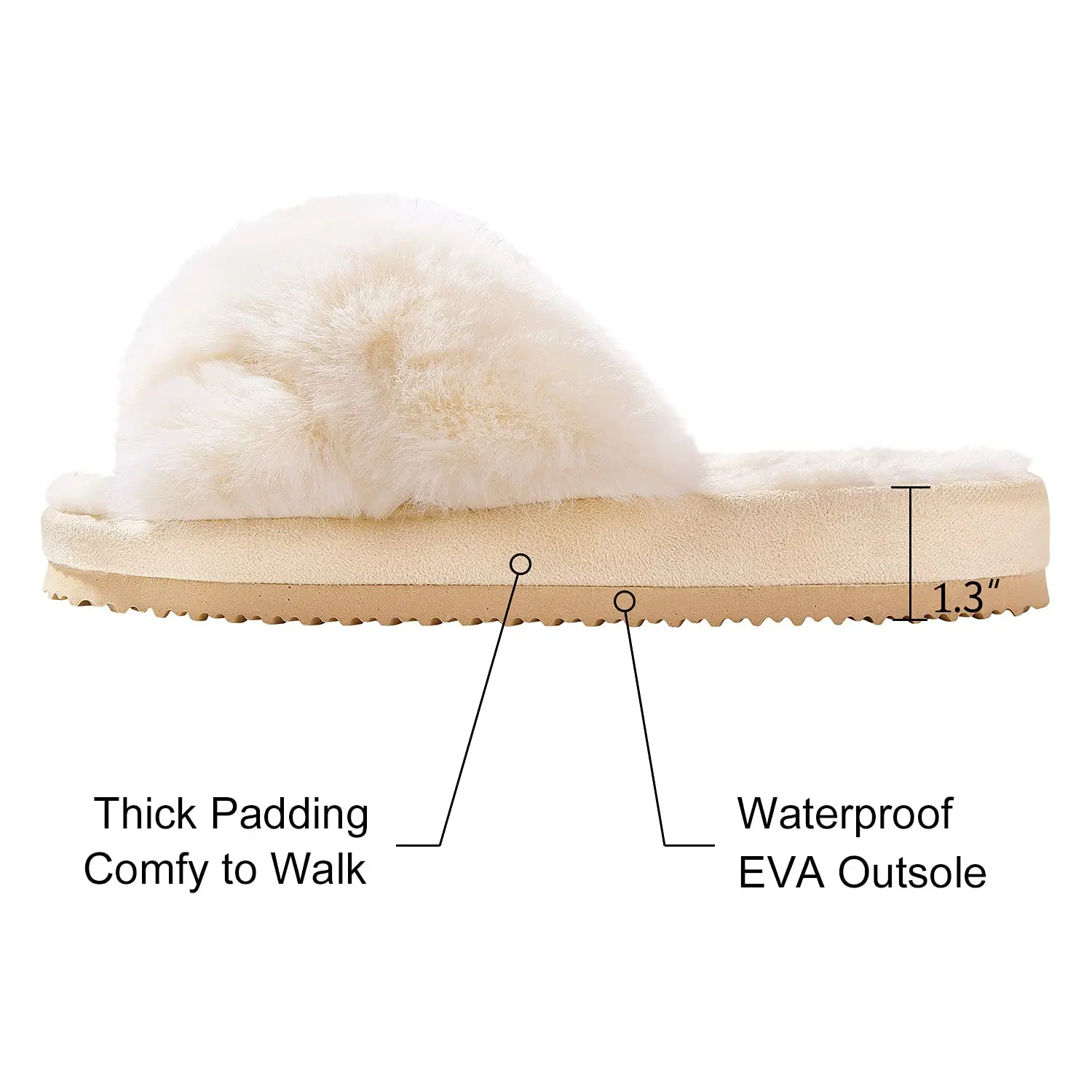 Top Trends: Comwarm New Fashion Furry Slippers Women Winter Cross Fluffy Fur Home Slides Thick Sole Indoor Floor Shoes Ladies Fur Flip Flops Shoppable Styles - Image 5