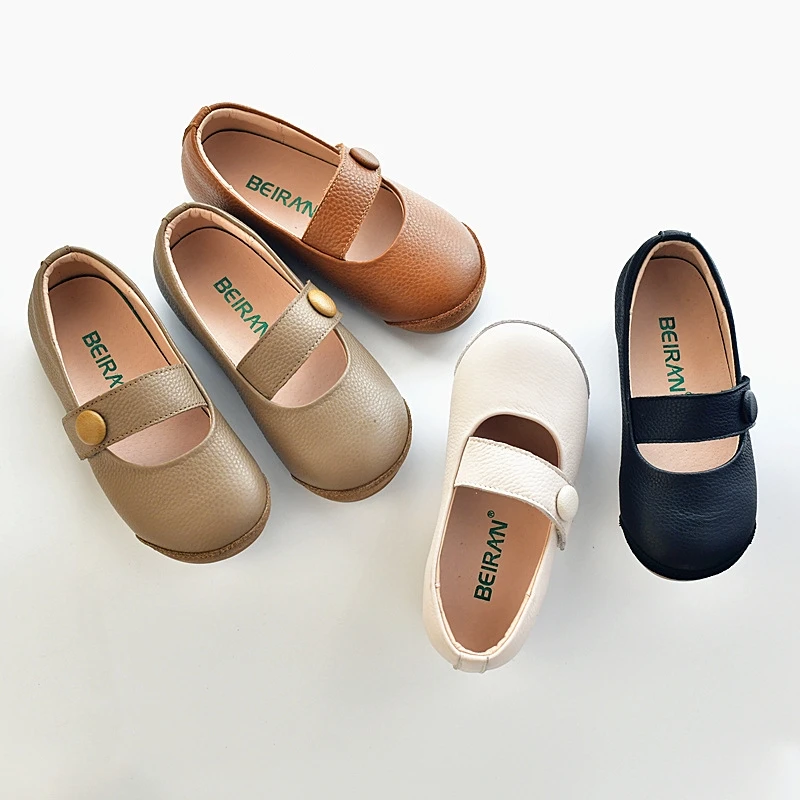 Top Trends: High Quality Genuine Leather Baby Girls Leather Shoes Autumn Soft Sole Breathable Cowhide Princess Children's Flat Shoes Shoppable Styles