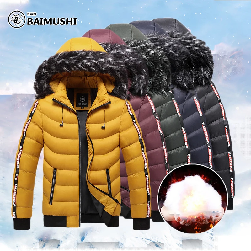 Top Trends: Men's Winter Jacket Warm Hooded Parkas Mens Windbreaker Outwear Parkas Coats Padded Coat Detachable Hat Outfit Parkas Coats Male Shoppable Styles