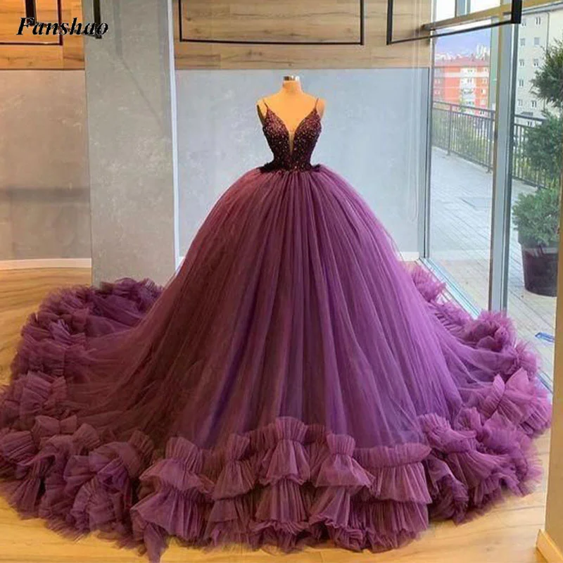 Top Trends: Fanshao Pd128 Ruffles Quinceanera Dress Spaghett Straps With Beads Sleeveless Sweep Train Ball Gown Sweet 16 Dresses 15 Anos Shoppable Styles