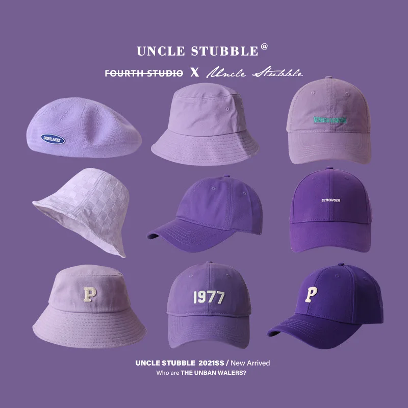 Top Trends: Purple Hat Light Purple Softtop Baseball Cap Hard Cap Yam Beret Fisherman&#039;s Hat Knit Hat Woman Shoppable Styles