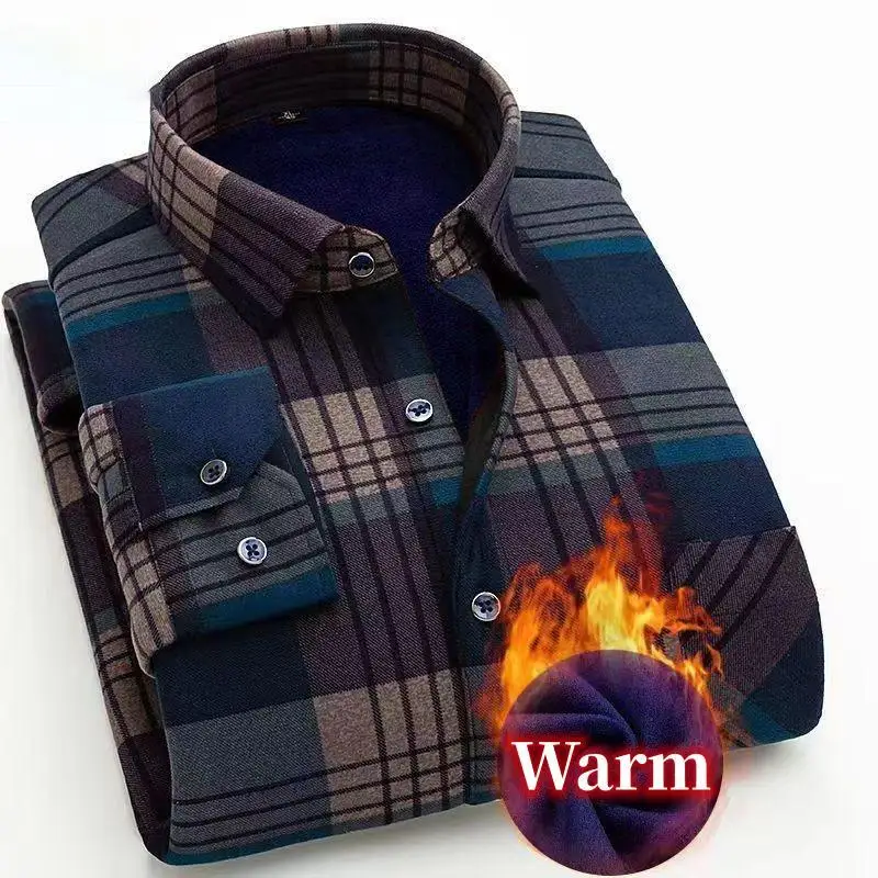 Top Trends: Autumn Winter Men's Thick Warm Casual Fashion Long Sleeve Plaid Shirt Men's Casual High Quality Soft Large Size Shirt Top L-4XL Shoppable Styles