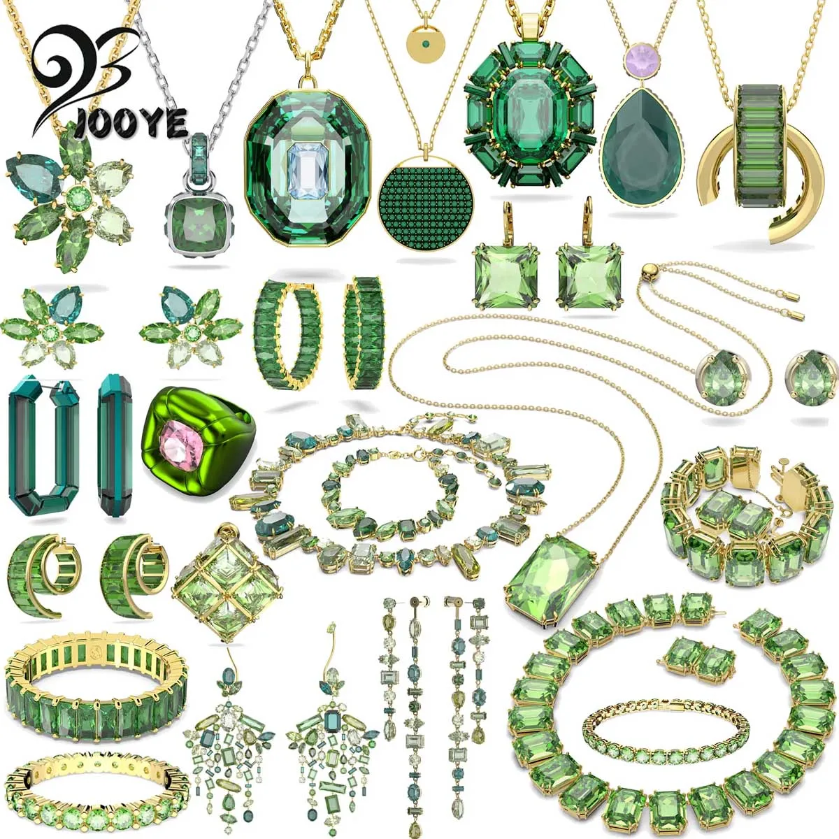 Top Trends: 2024 Original Jewelry Set Charming GEMA Green Stainless Steel Trendy Necklace Bracelet Earrings Ring For Women Gift With Logo Shoppable Styles