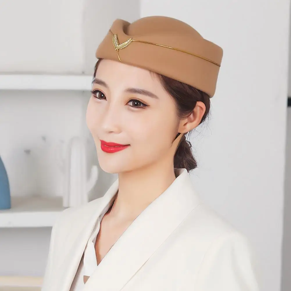 Top Trends: Chic Stewardess Beret Breathable One Size Flight Attendant Vintage Stewardess Beret Woolen Air Hostesses Beret For Vacation Shoppable Styles