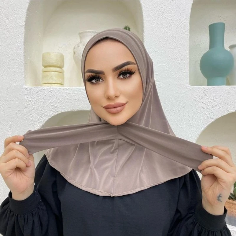 Top Trends: New Instant Jersey Hijab Undercap Hijabs For Woman Muslim Women Hijab Cap Full Cover Snap Fastener Head Wraps Scarf Islam Turban Shoppable Styles