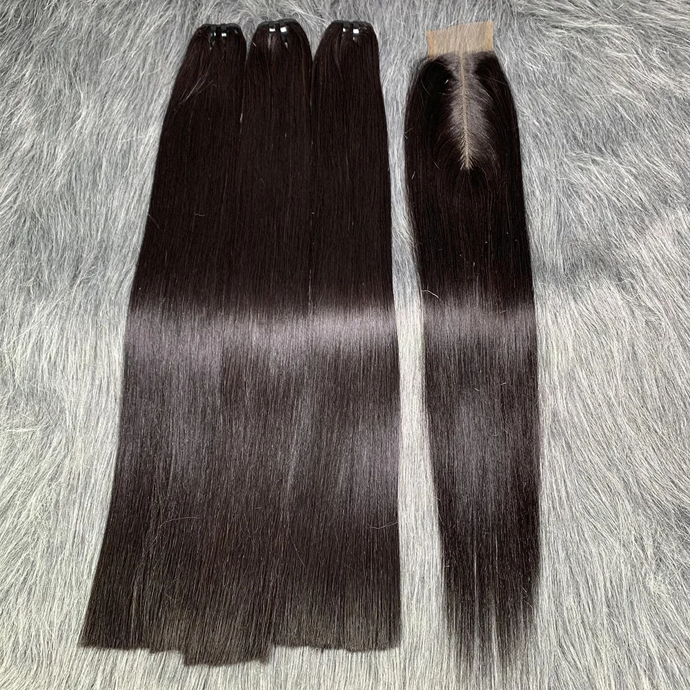 Top Trends: Bone Straight Vietnamese Raw Hair Bundles With Closure 12A Straight Raw Human Hair 3 Bundles With Closure 2x6 Lace Kim K Closure Shoppable Styles